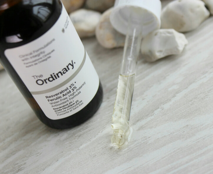 The Ordinary Resveratrol 3% + Ferulic Acid 3% 30ml เซรั่มต่อต้านอนุมูลอิสระที่ทรงประสิทธิภาพ ลดผิวเสียจากแดด กระตุ้นการไหลเวียนของเลือด สกัดจากองุ่นทำให้ผิวนุ่มฟู กระชับและกระจ่างใส